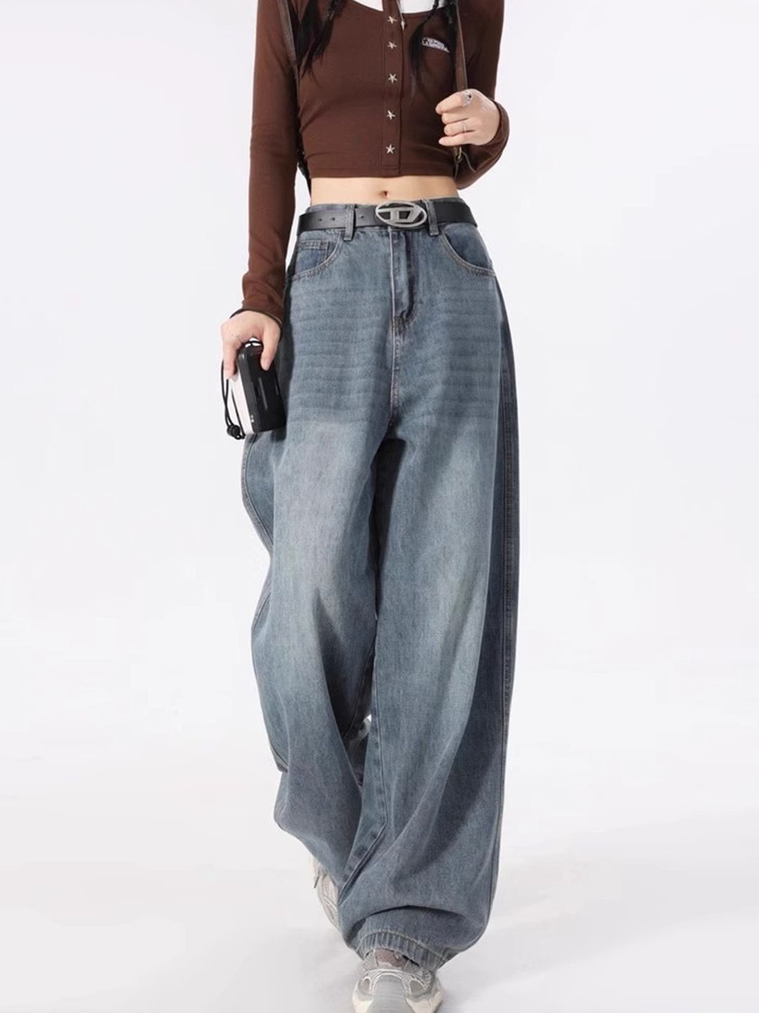 StyleCast Women Comfort Wide Leg High-Rise Light Fade Acid Wash Stretchable Jeans