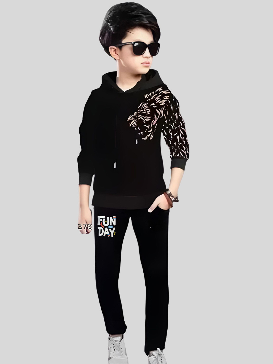 ATLANS Boys Printed Hooded Sweatshirt With Joggers