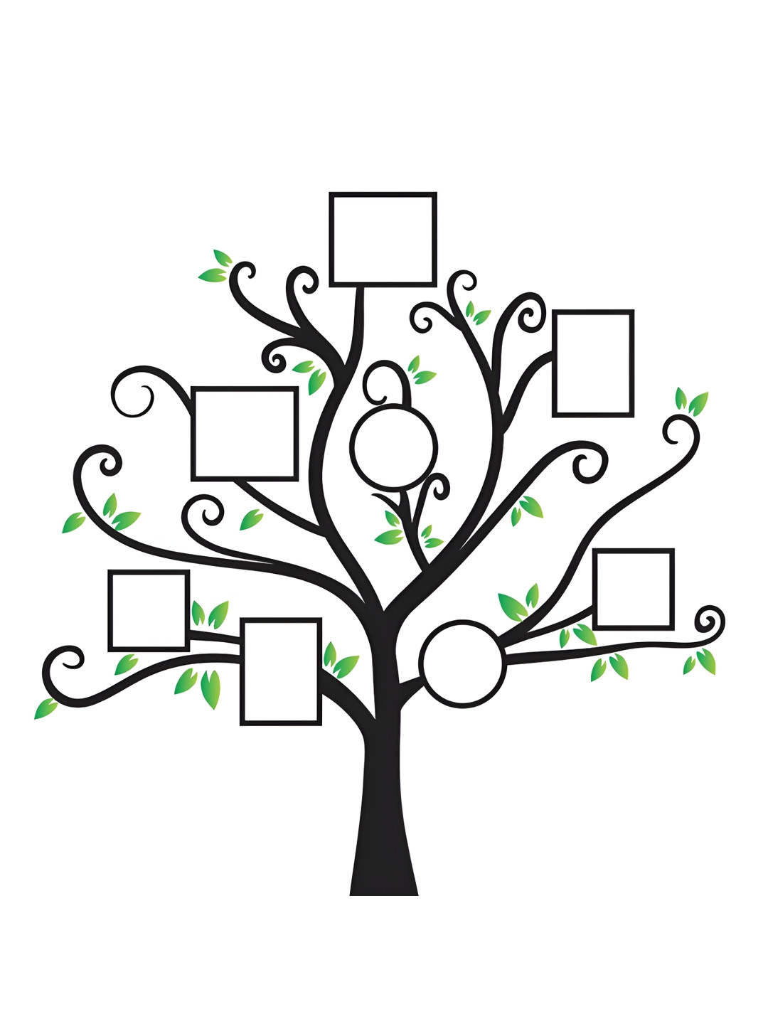 LANSTICK Green & Black Tree With Frame Printed Wall Stcikers