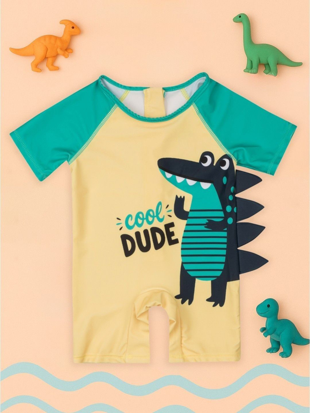 Yellow Bee Boys Dinosaur Printed Swim Legsuit