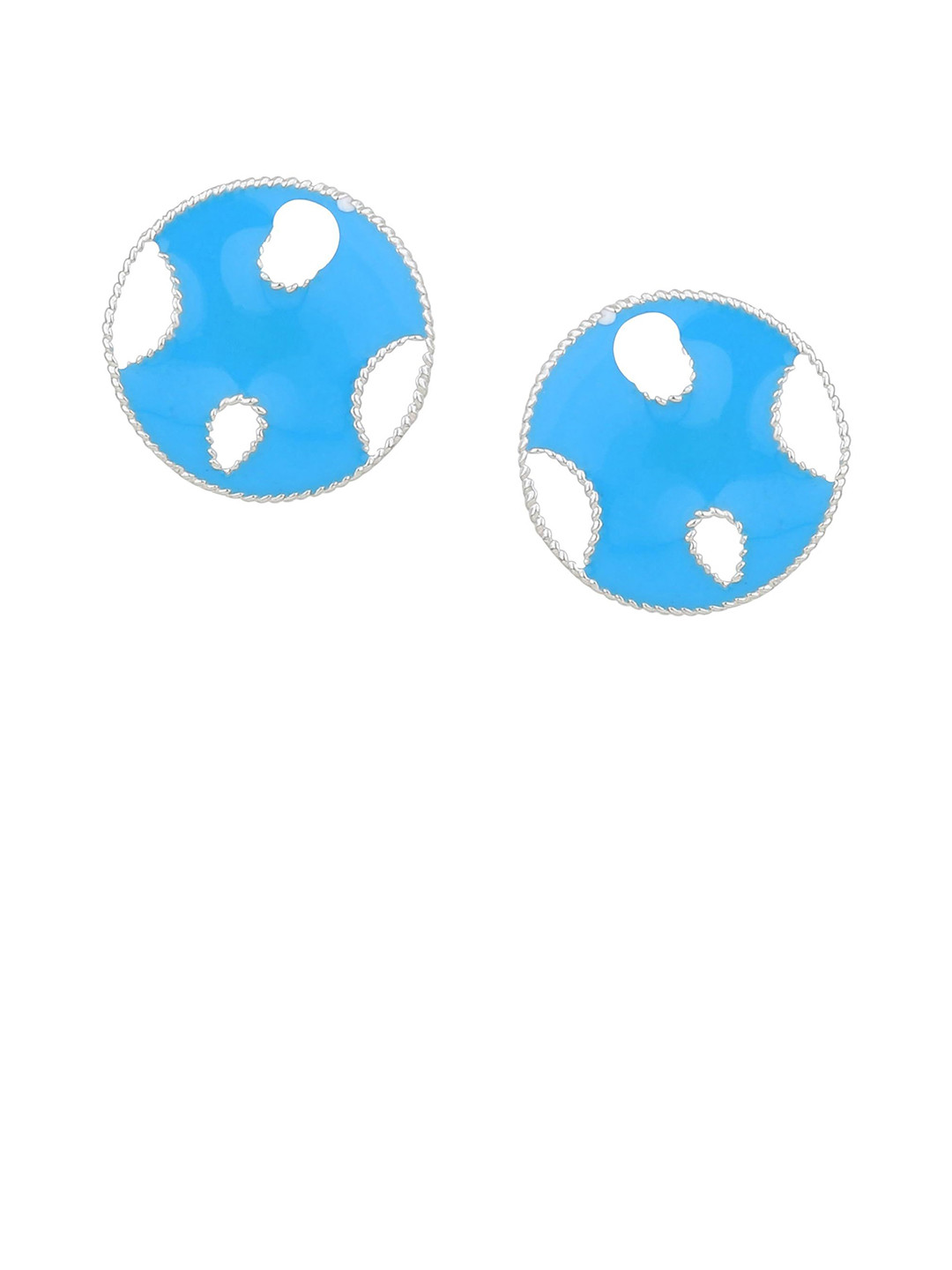 FirstBlush Women Blue Circular Clip-On Non-Piercing Earrings