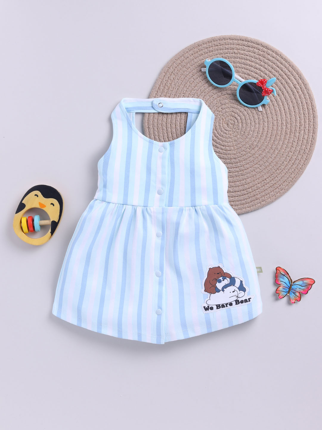 Moms Love Infant Girls We Bare Bears Print Pure Cotton Fit & Flare Dress