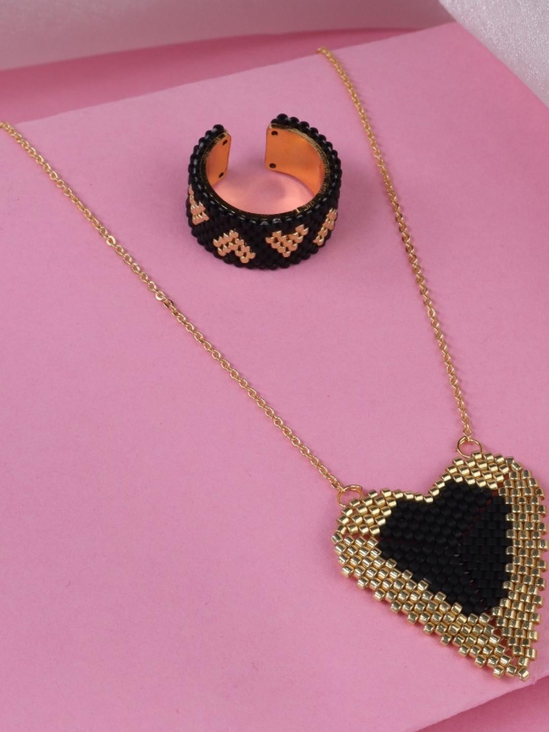 Threads & Beads Gold-Plated Necklace and Ring