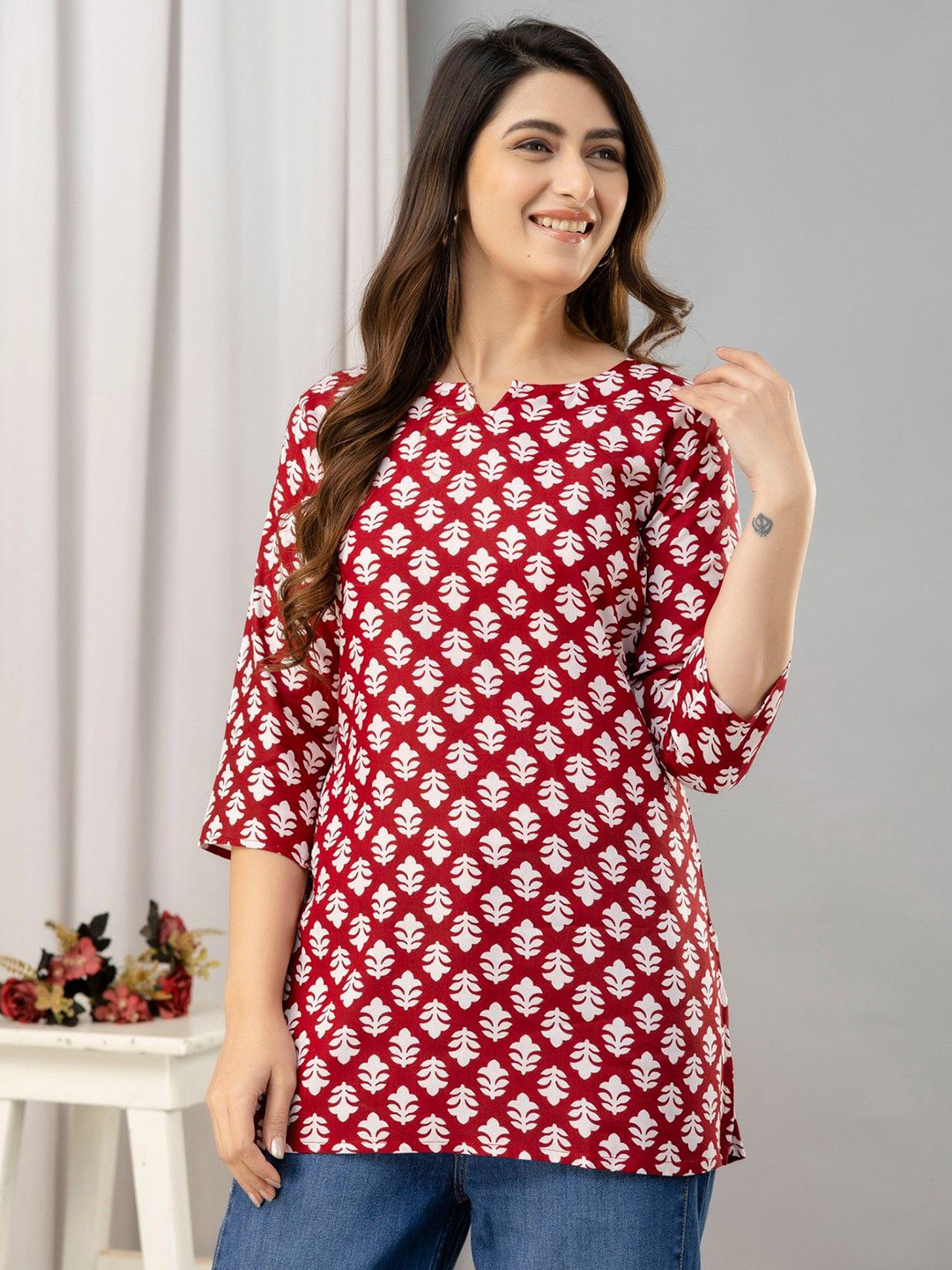 HARITWAL Women Ethnic Motifs Printed Pure Cotton Kurti