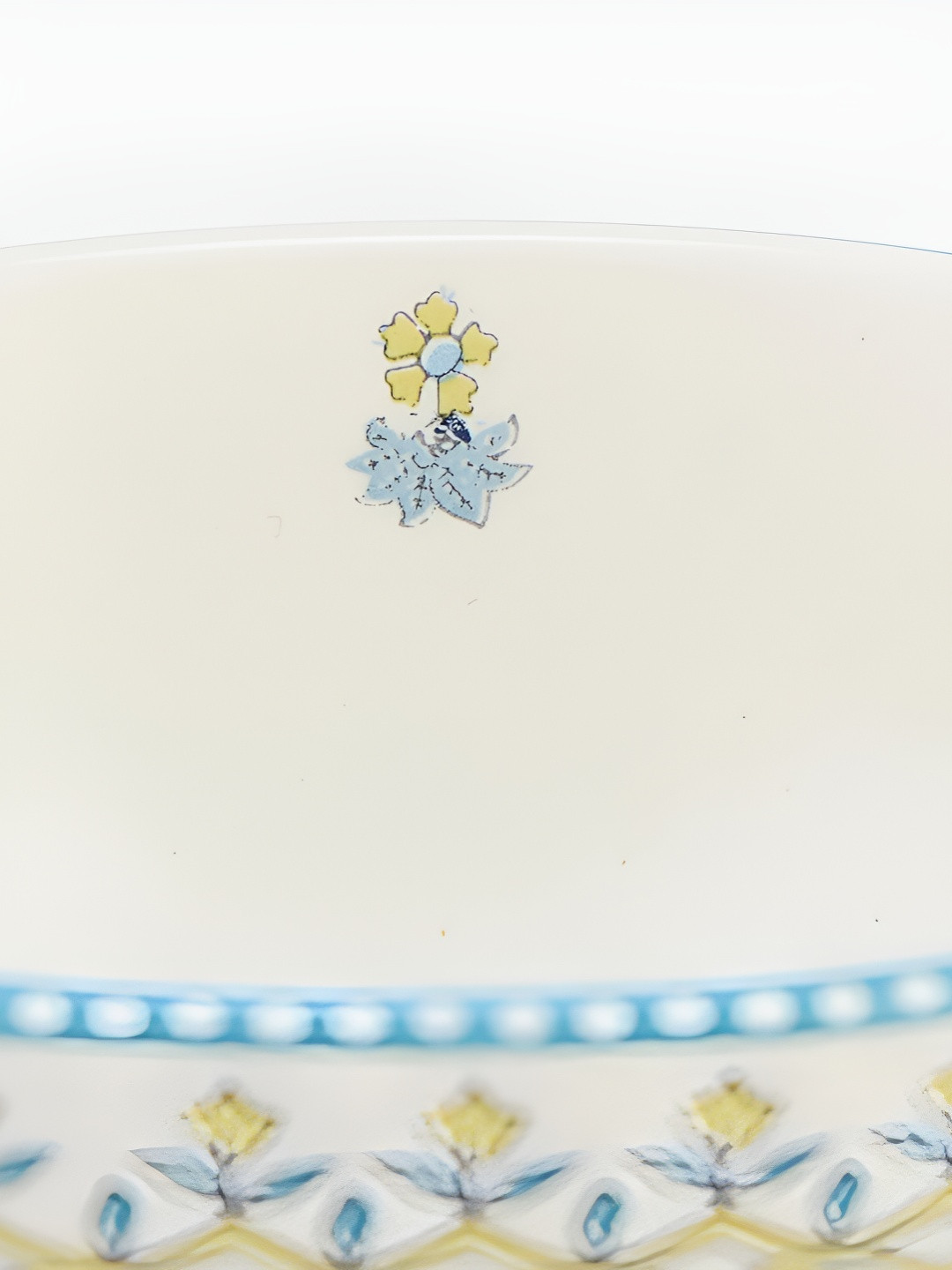 Fabindia Sangam Blue Printed Glossy Dishwasher & Microwave Safe Ceramic Serving Bowl