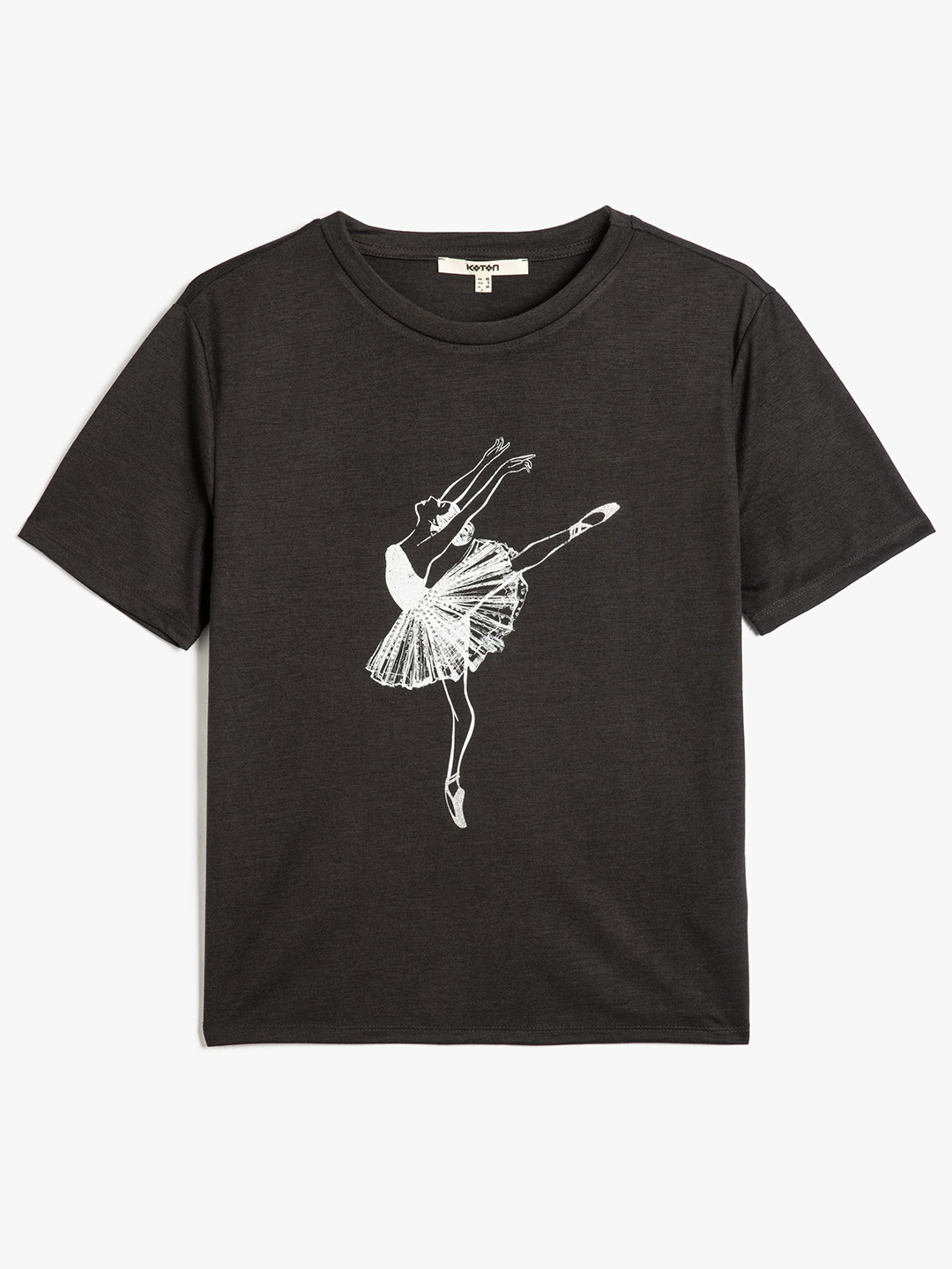 Koton Women Printed Drop-Shoulder Sleeves Applique T-shirt
