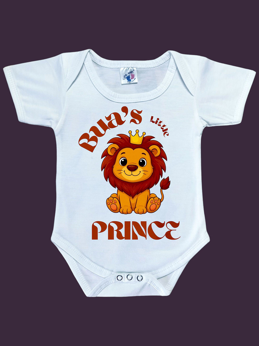 Cute Pals Infants white Lion Printed Cotton Bodysuits