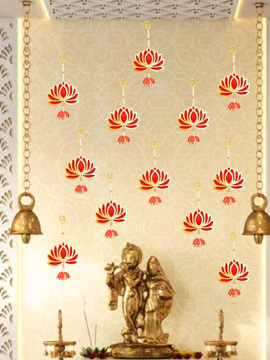 Kreative Arts Golden & White Pack Of 12 Toran Festive Decor