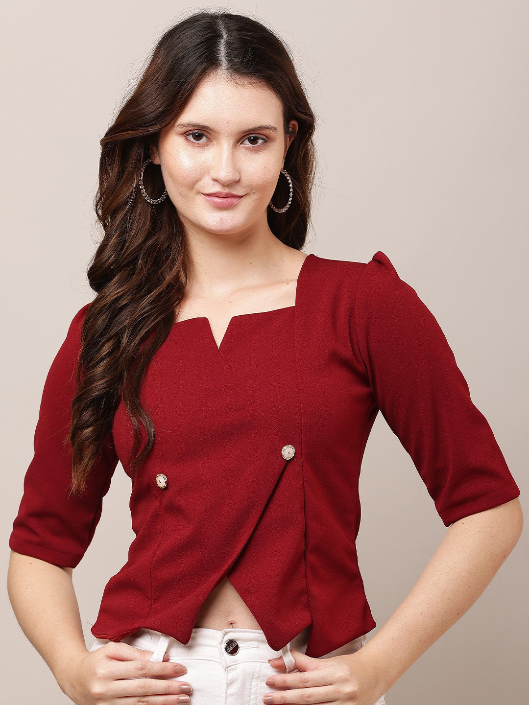 Charitra Square Neck Wrap Crop Top