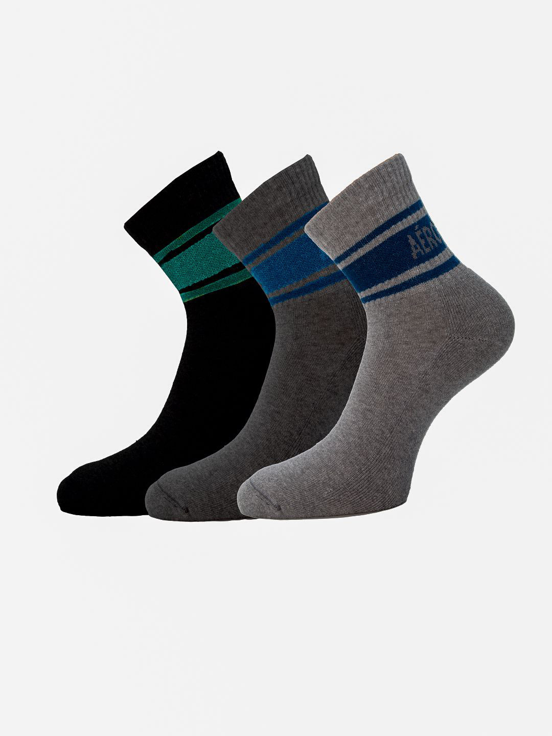 Aeropostale Men Pack Of 3 Striped Flat Cushion Ankle-Length Socks