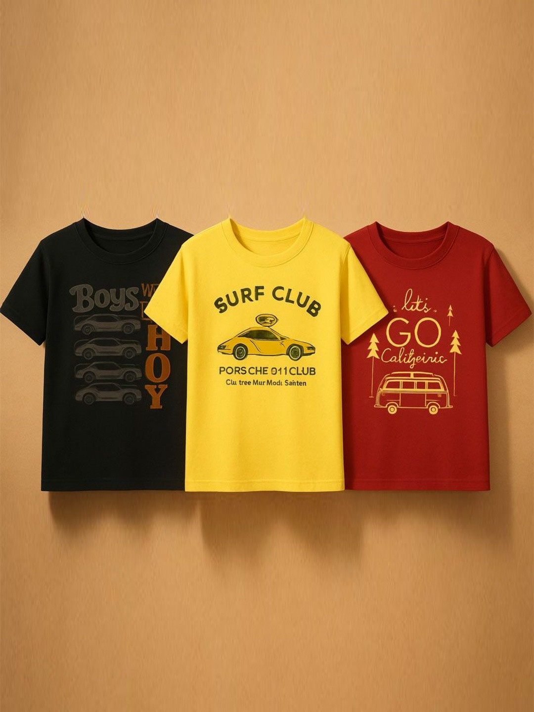 CUTE TREND Set Of 3 Typography Round Neck Regular Fit Short Fit Printed T-shirt