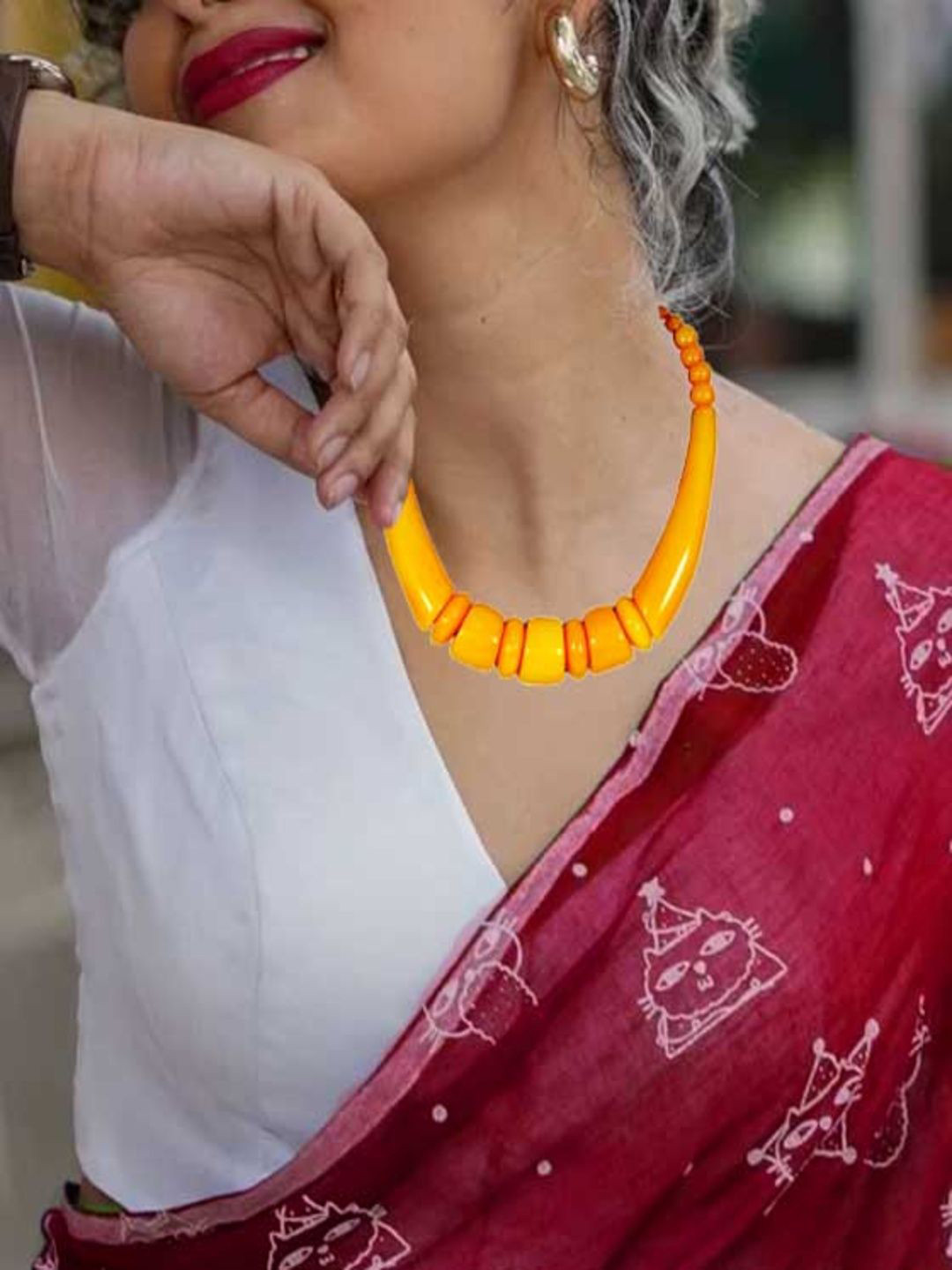 TAE Resin Beaded Statement Choker Necklace