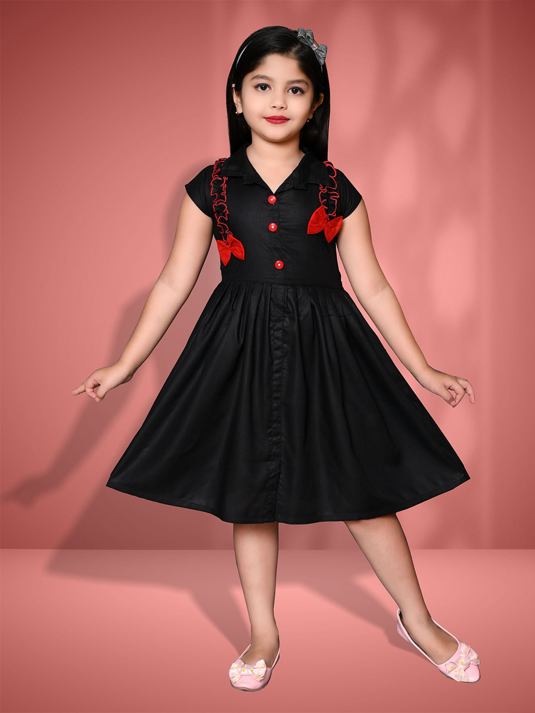 FT fashion Girls Black Fit & Flare Dress