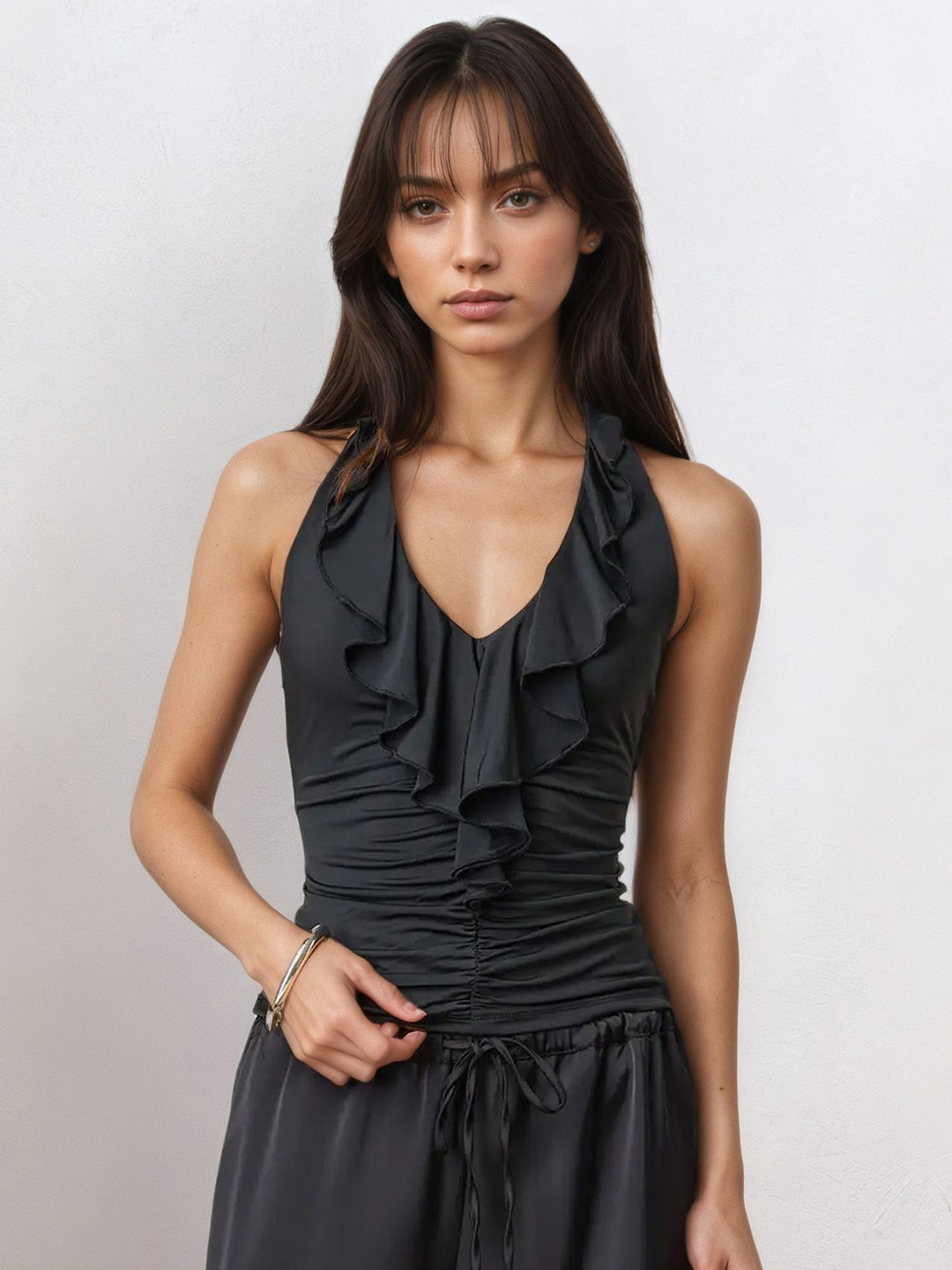 StyleCast x Revolte Women Halter Neck Ruffles Top