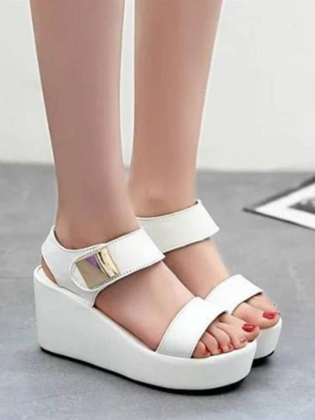 GLO GLAMP Snow Blossom Ankle Strap Wedges