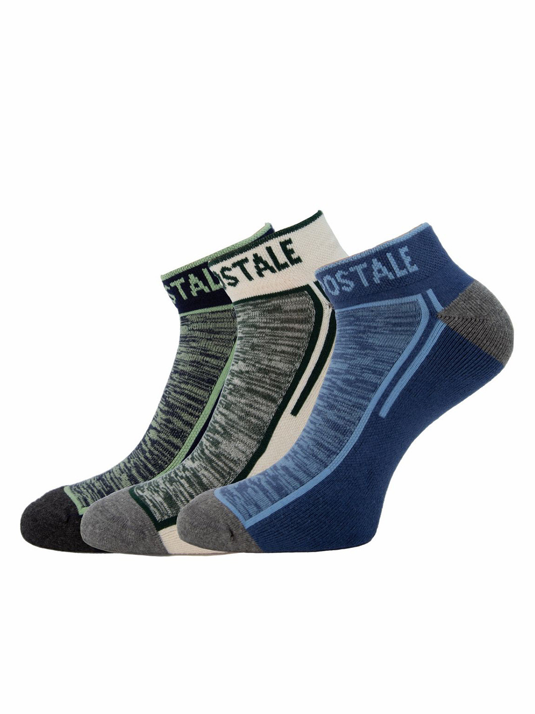 Aeropostale Men Pack Of 3 ColourBlocked Half Cushion Ankle-Length Socks