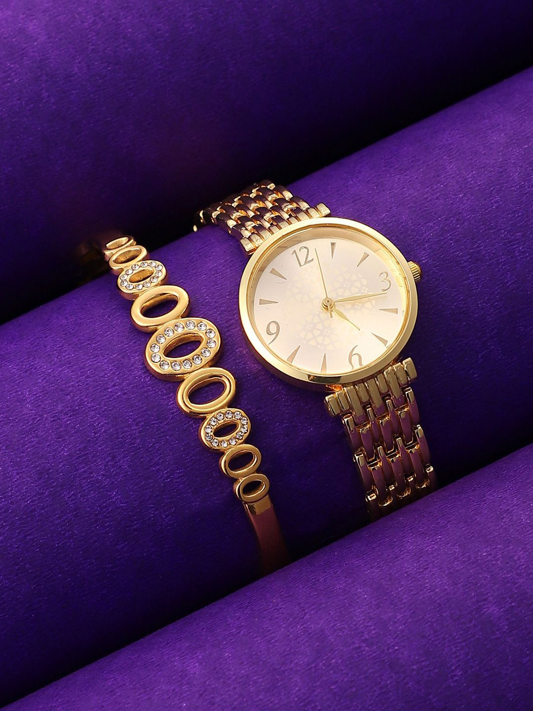 HAUTE SAUCE  Women Set Of The No Round Watch & Bangle BraceSSM25_HSWB5140