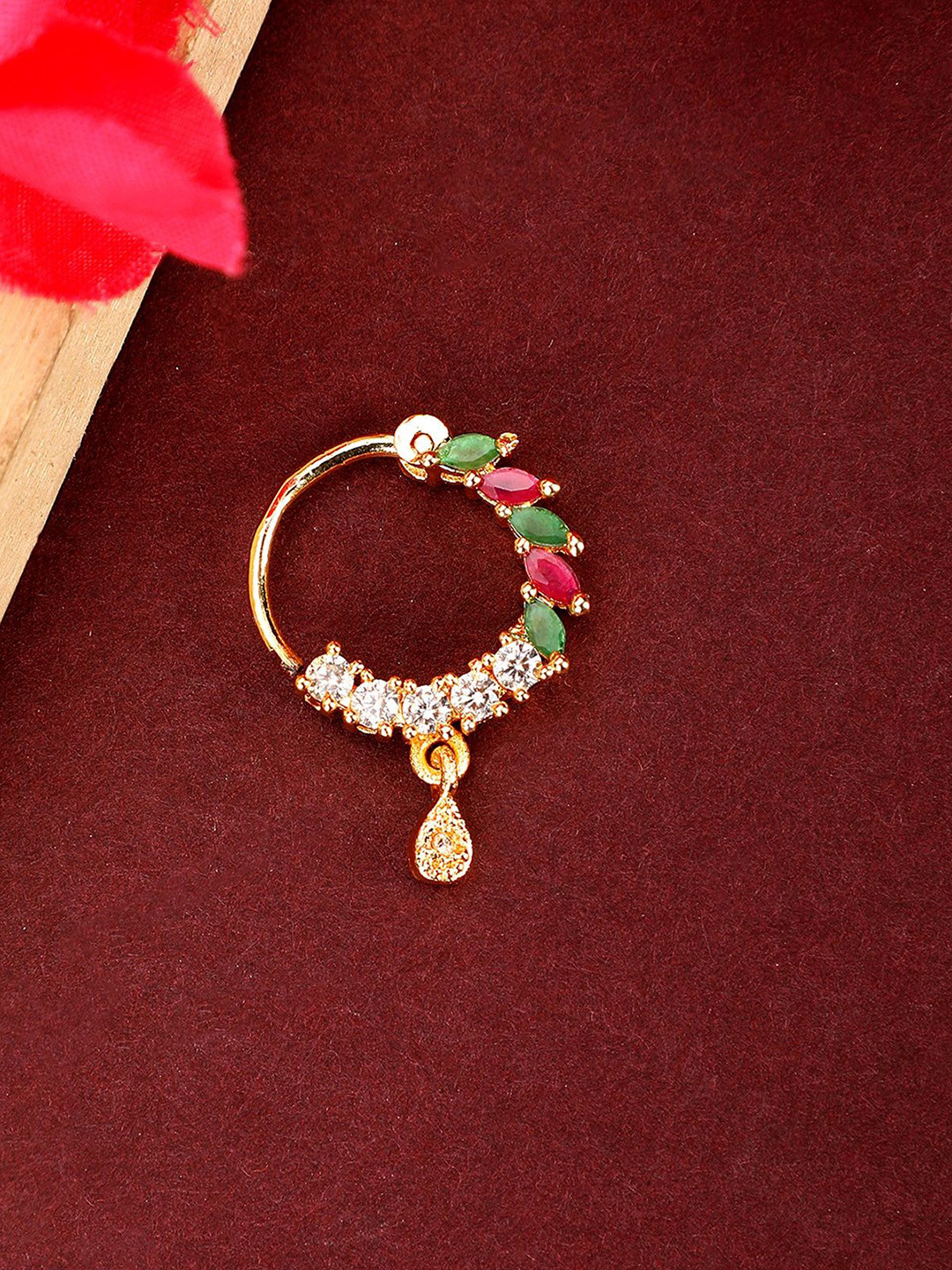 Opal Touch Gold-Plated Cubic Zirconia Ring Nosepin