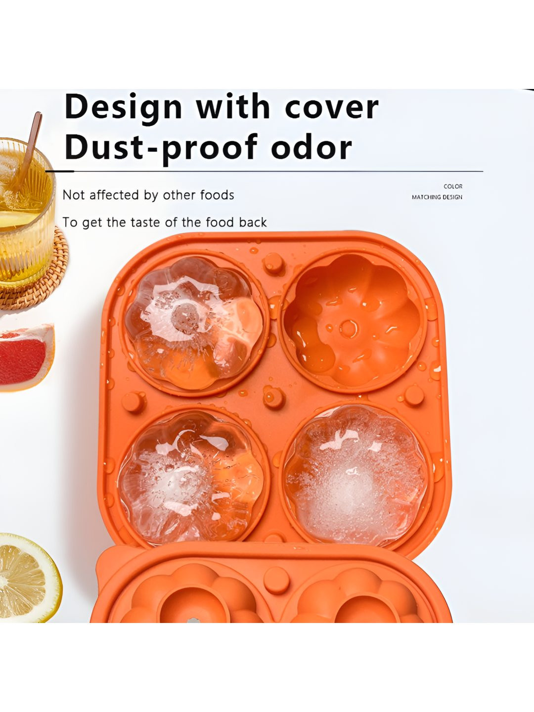 NATURALLY YOURS Orange 4 Cavity Pumpkin Silicone Ice Moulds