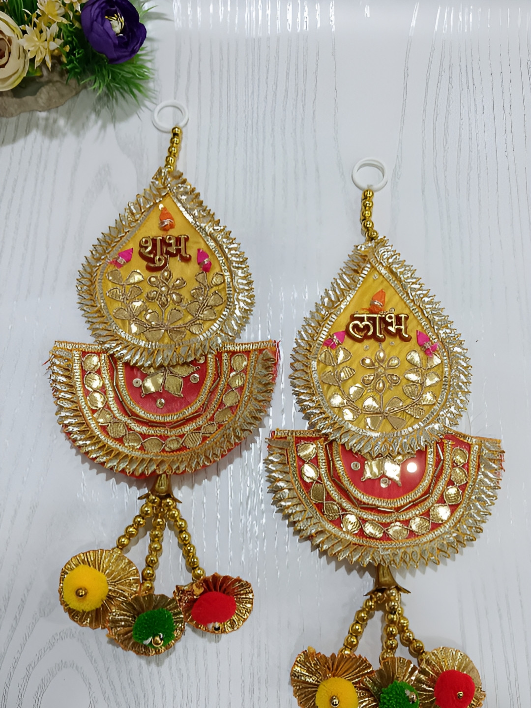 Sellplus 2-Pcs Green & Yellow 2-Pcs Wall Hanging Toran Festive Hanging