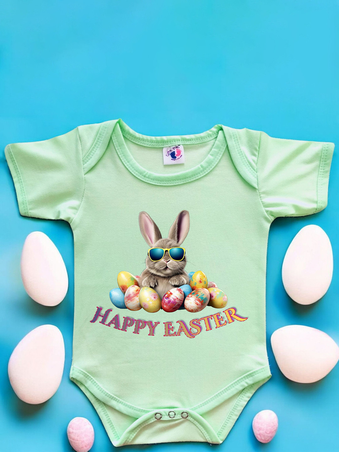 Cute Pals Infants Easter Print Cotton Bodysuits