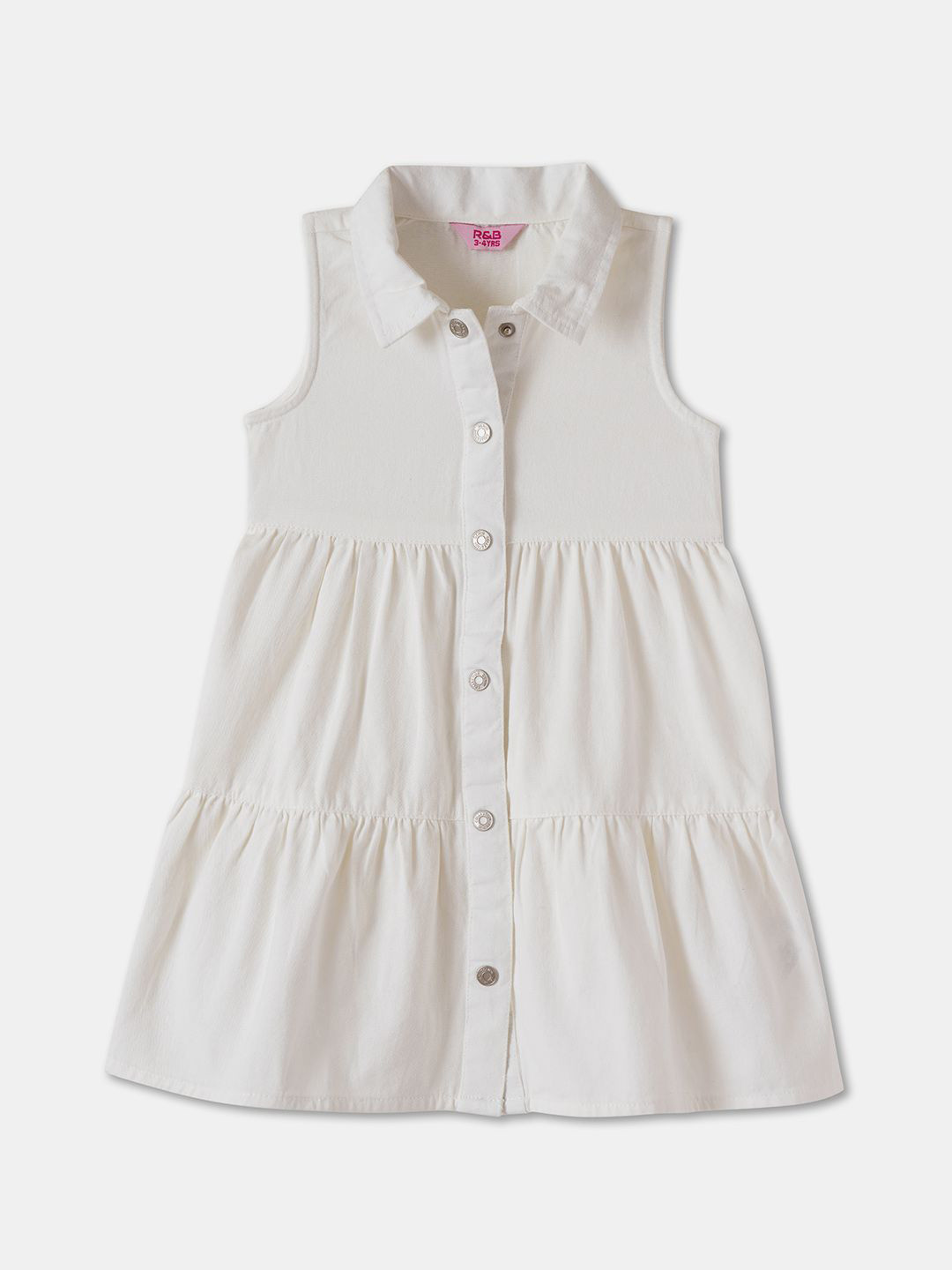 R&B Girls Sleeveless Tiered Shirt Cotton Dress