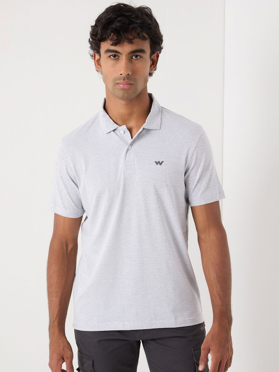 Wildcraft M Spacedyed Polo Badge Striped Polo Collar Cotton T-shirt