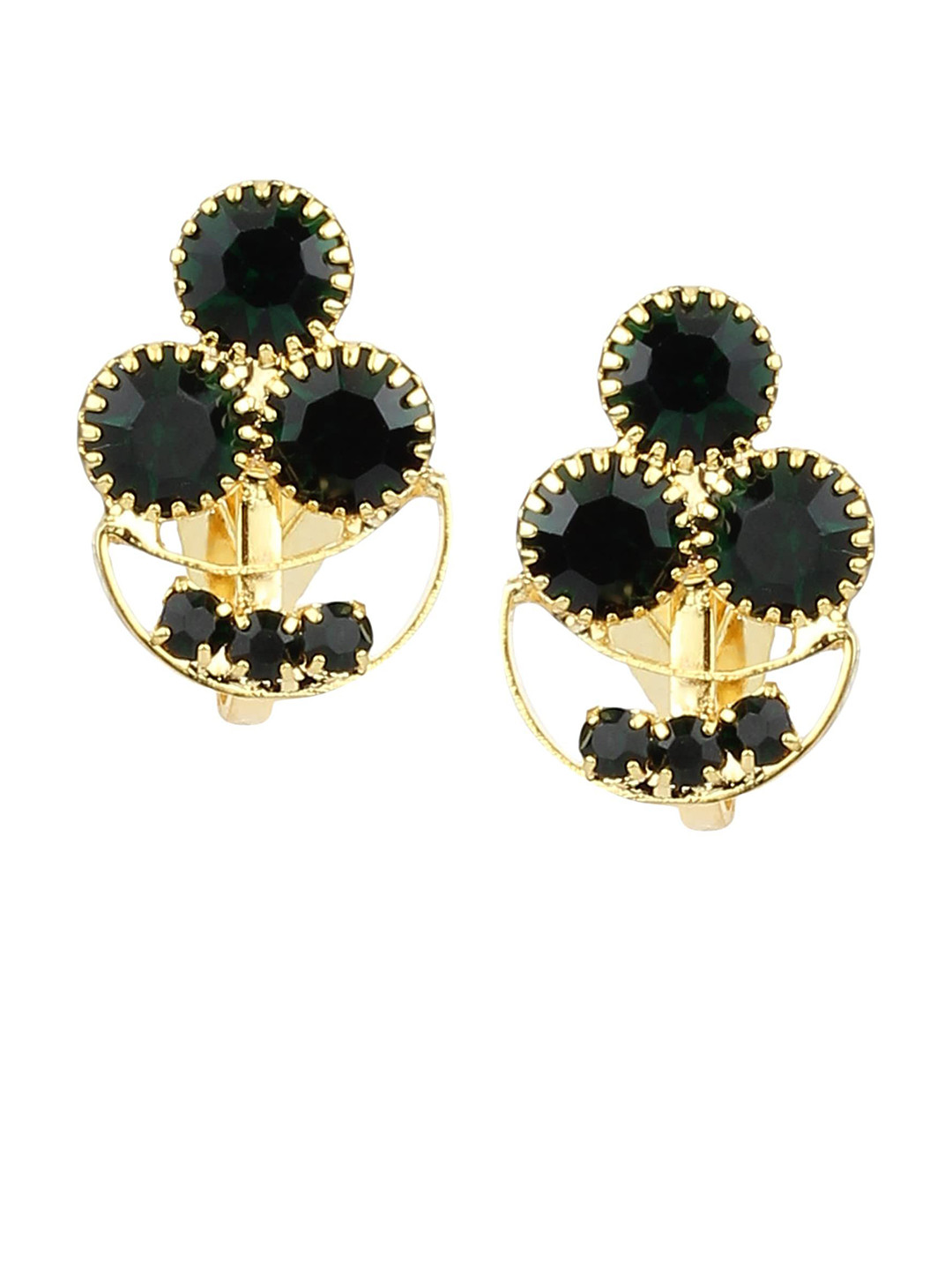 FirstBlush Women Contemporary Clip-On Gold-Plated Non-Piercing Earrings