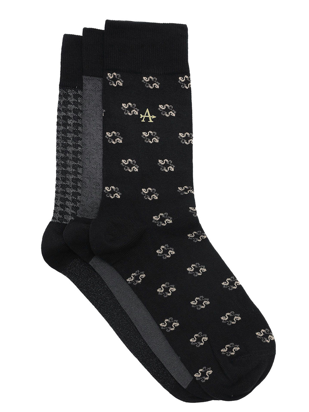 Arrow Set Of 3 Printed Pure Cotton Calf-Length Socks