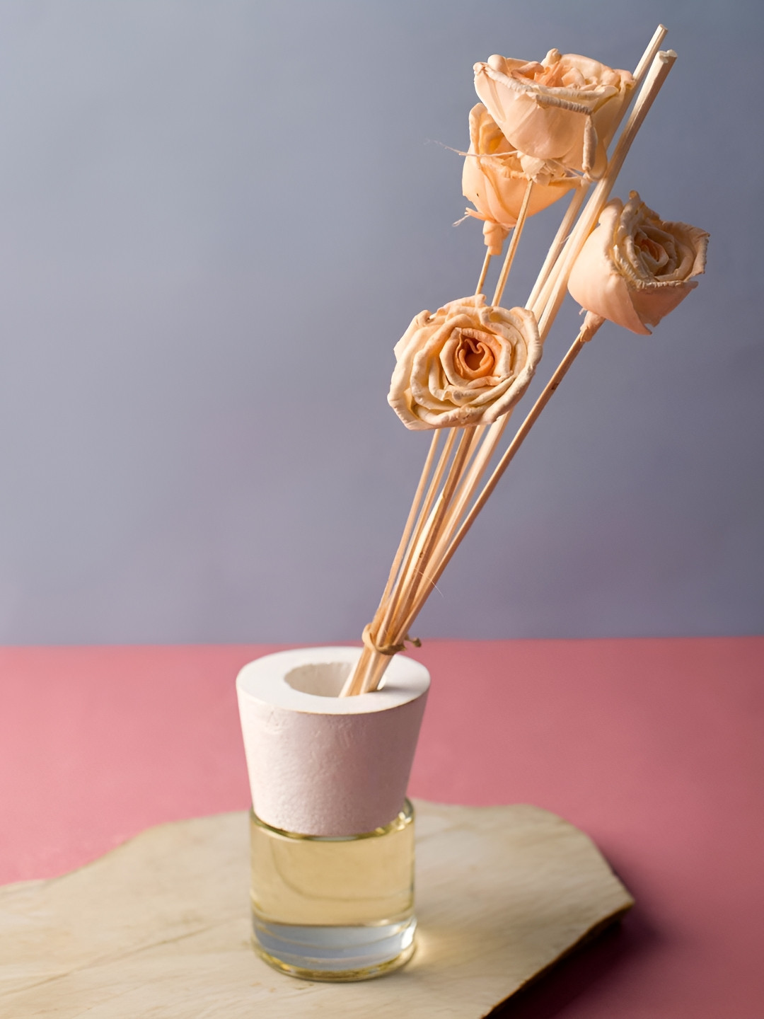 Fabindia Mehak Peach-Colored & White Glass Diffuser