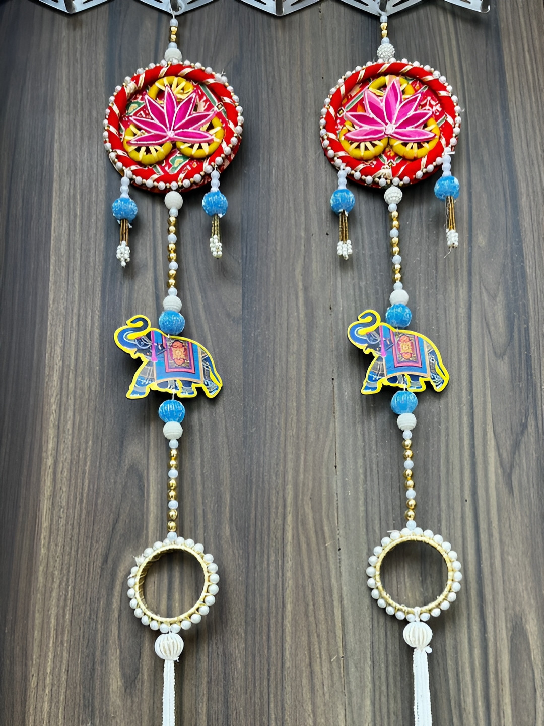 Sellplus 2-Pcs Gold & Blue Wall Hanging Toran Festive Hanging