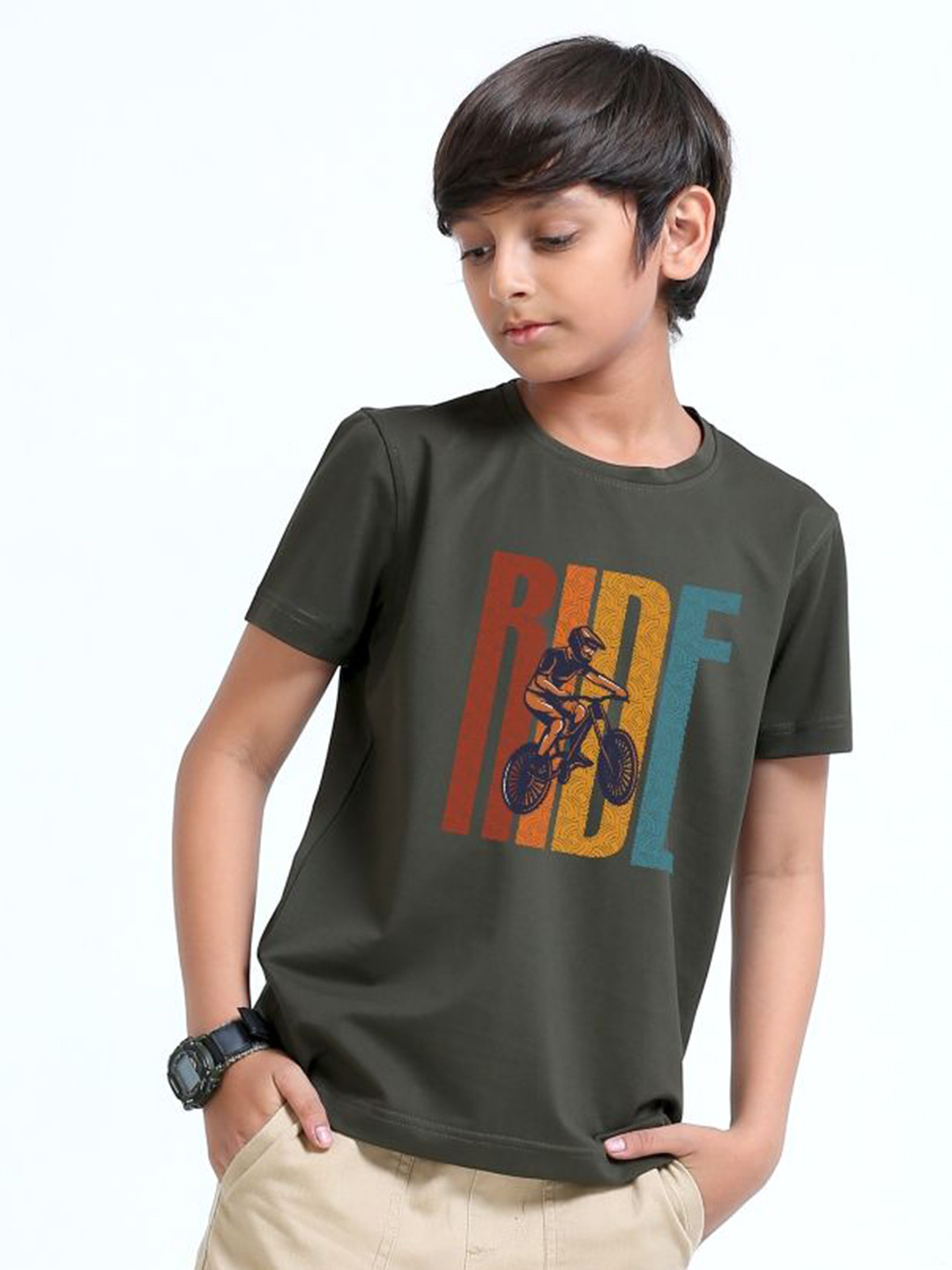 STELLERS Boys Printed Blended Cotton Strechable T-shirt