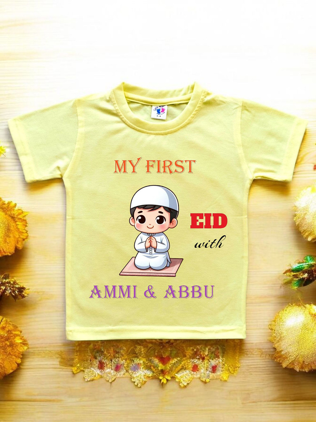 Cute Pals Boys Eid Wish Printed  Cotton Blend Regular T Shirt