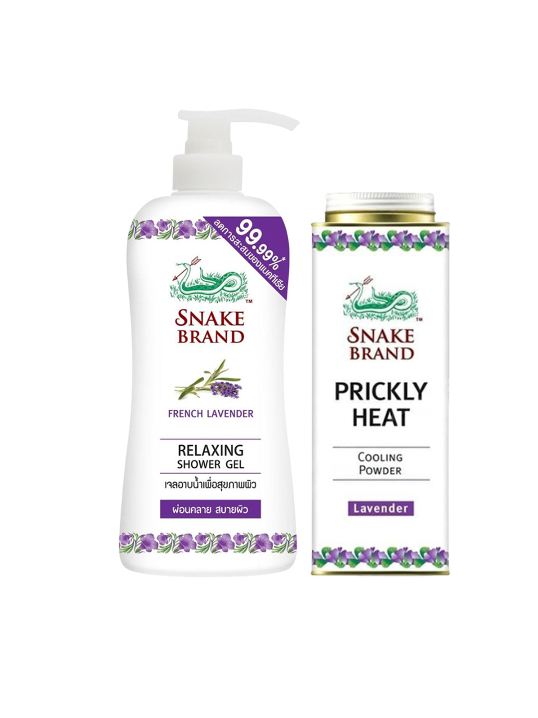 SNAKE BRAND Set Of 2 French Lavender Cooling Powder-280 g With Shower Gel - 450 ml