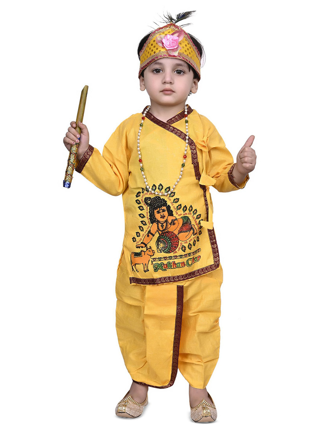 VALUE CREATION Kids Pure Cotton Printed Kanha Janmasthmi Costume Clothing Set