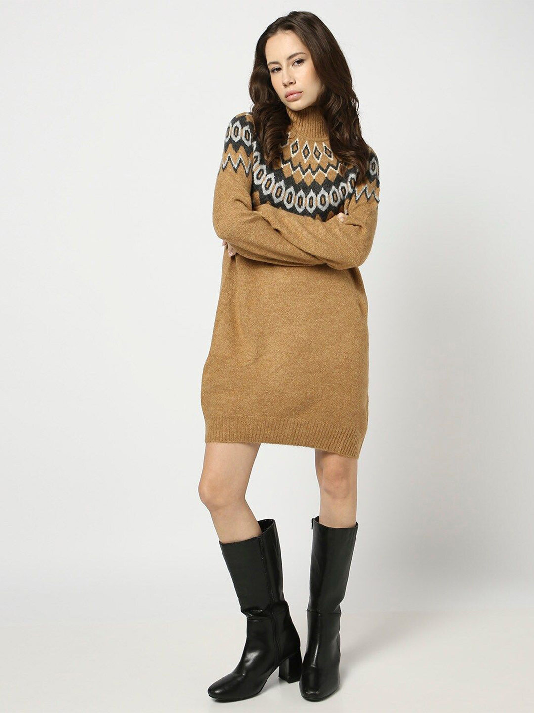 GAP Women Geometric Patterned Sweater Mini Dress