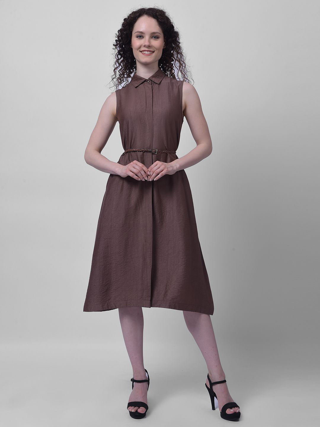 Numero Uno Shirt Collar A-Line Dress