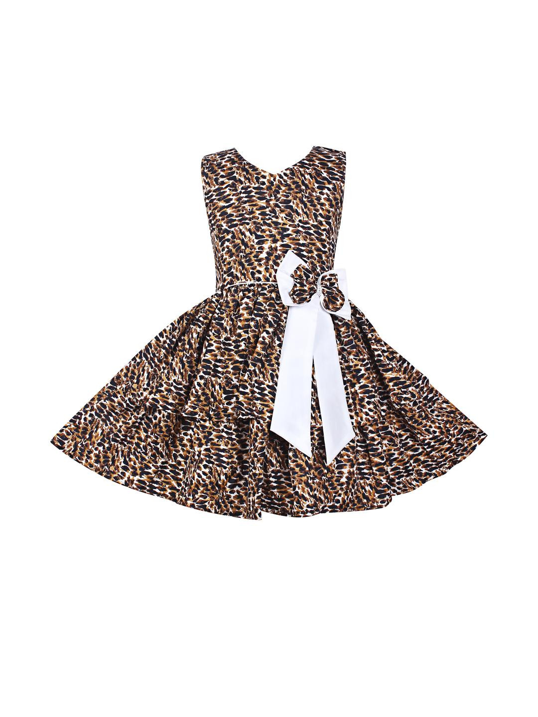 Alisha Moda Animal Print Crepe Fit & Flare Dress
