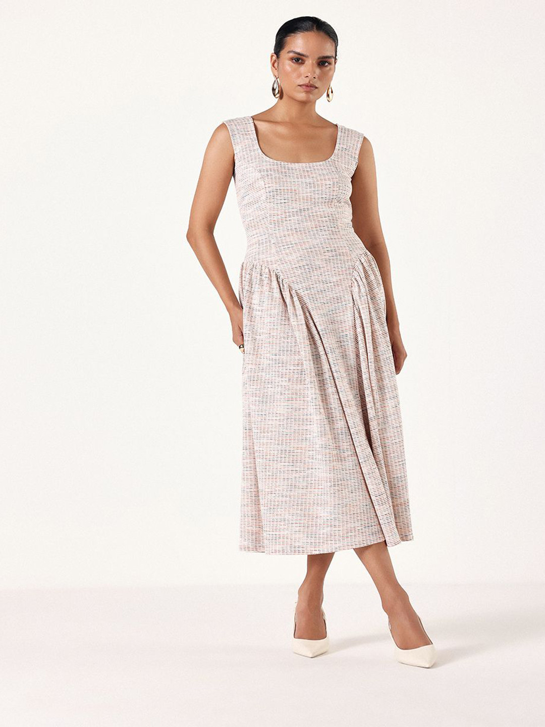 Muvazo Women Woven Corset Midi Dress