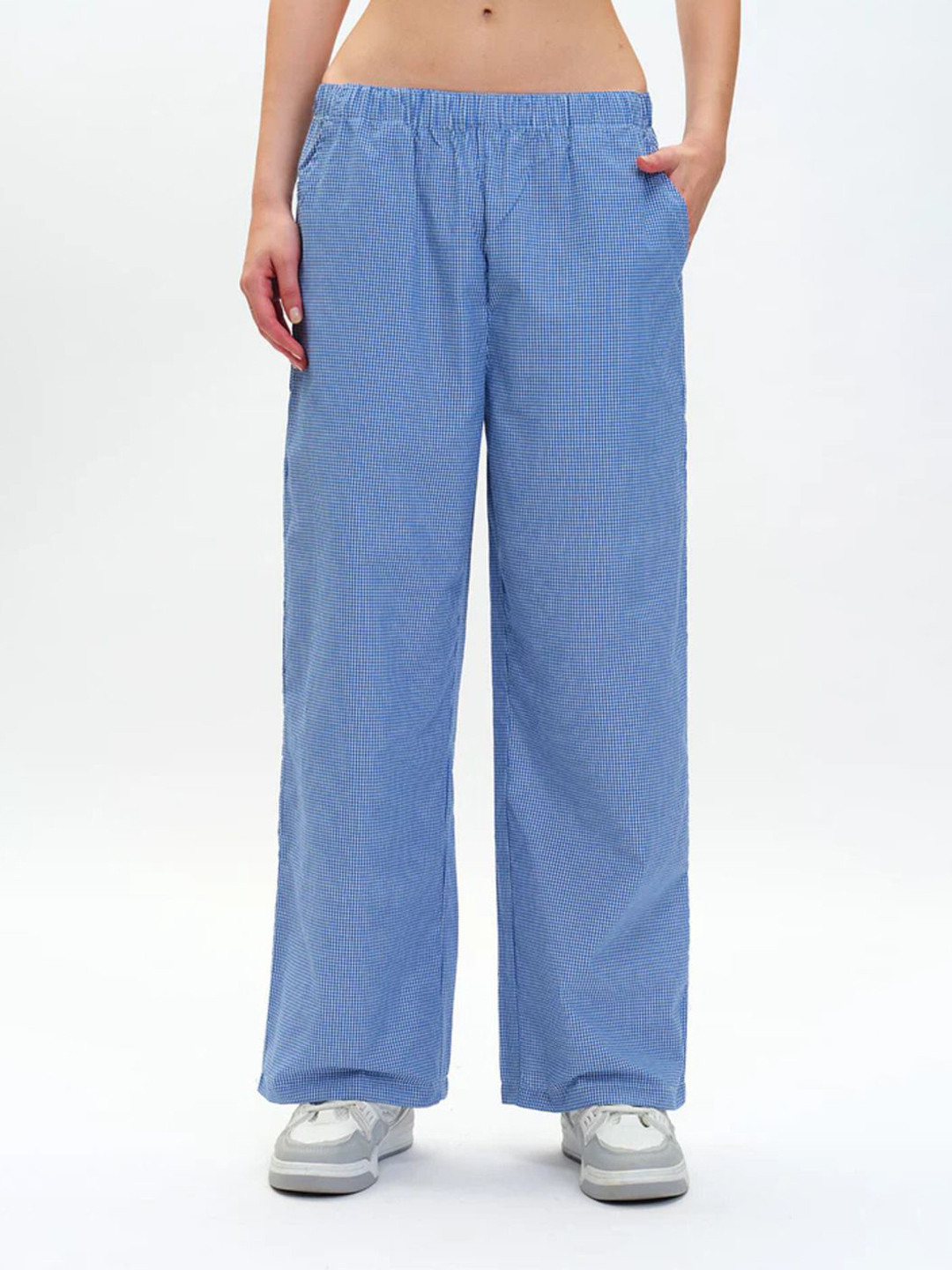 Bonkers Corner Women Blue Small Checkered Pants