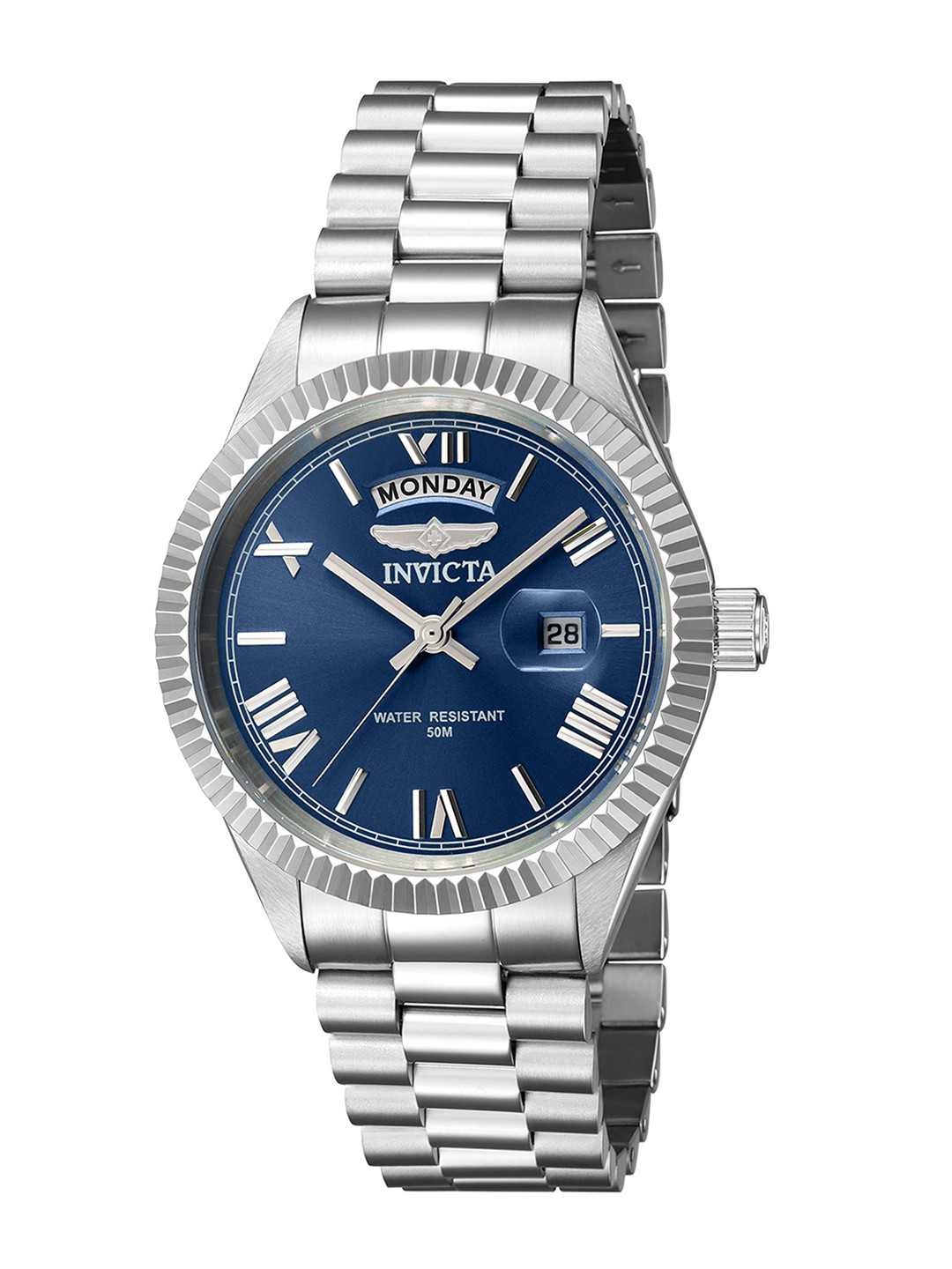 Invicta Men Textured Dial & Stainless Steel Bracelet Style Straps Analogue Watch 43935