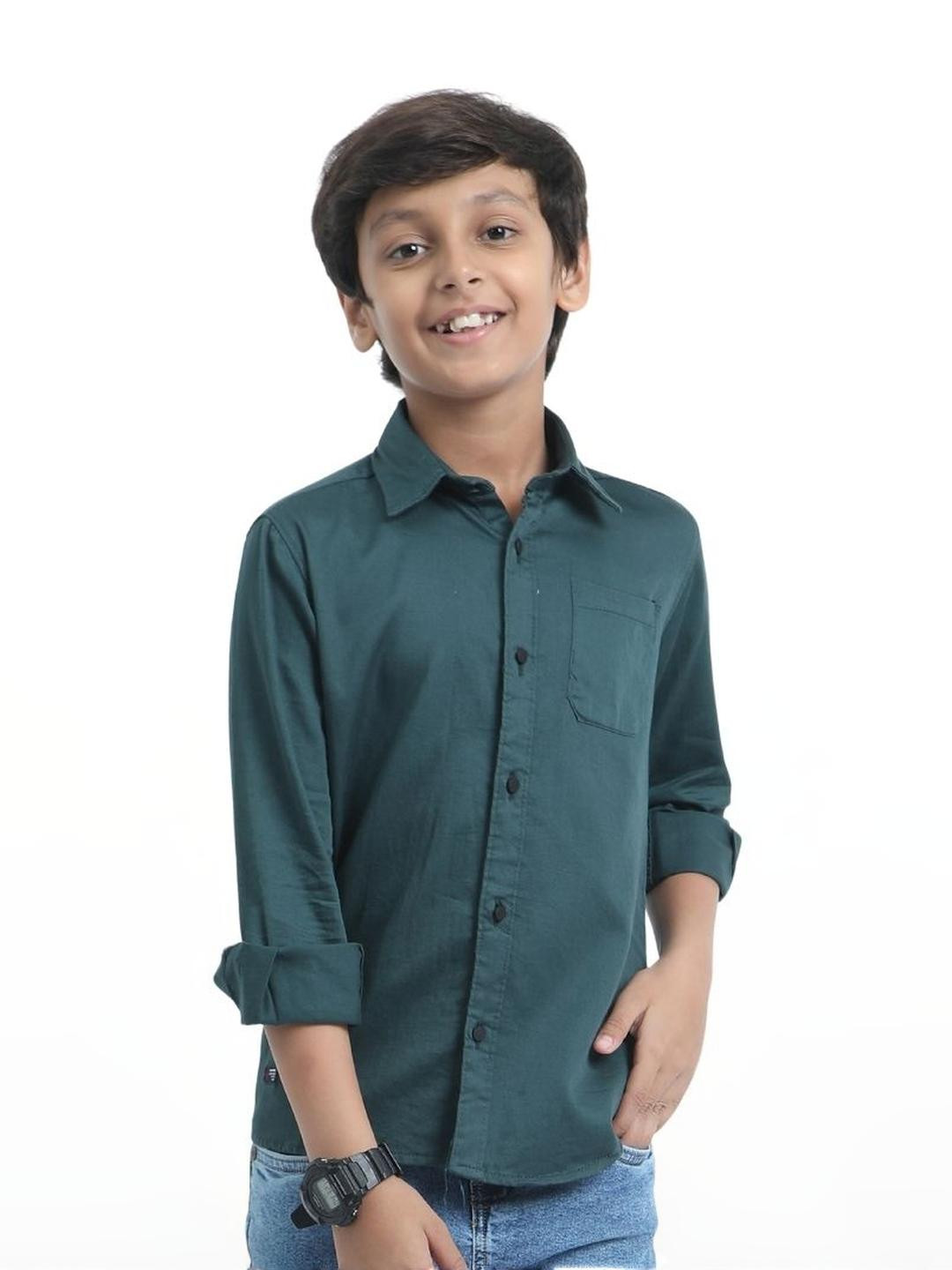 Rocket Science Boys Solid Classic Slim Fit Casual Shirt