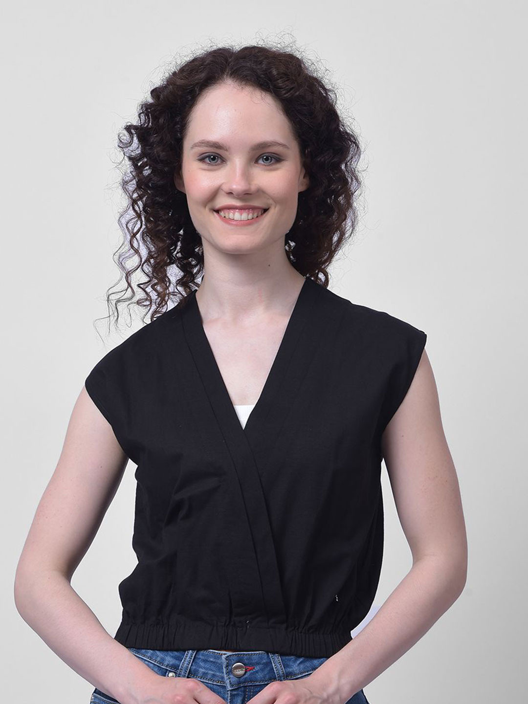 Numero Uno Extended Sleeves Wrap Crop Top