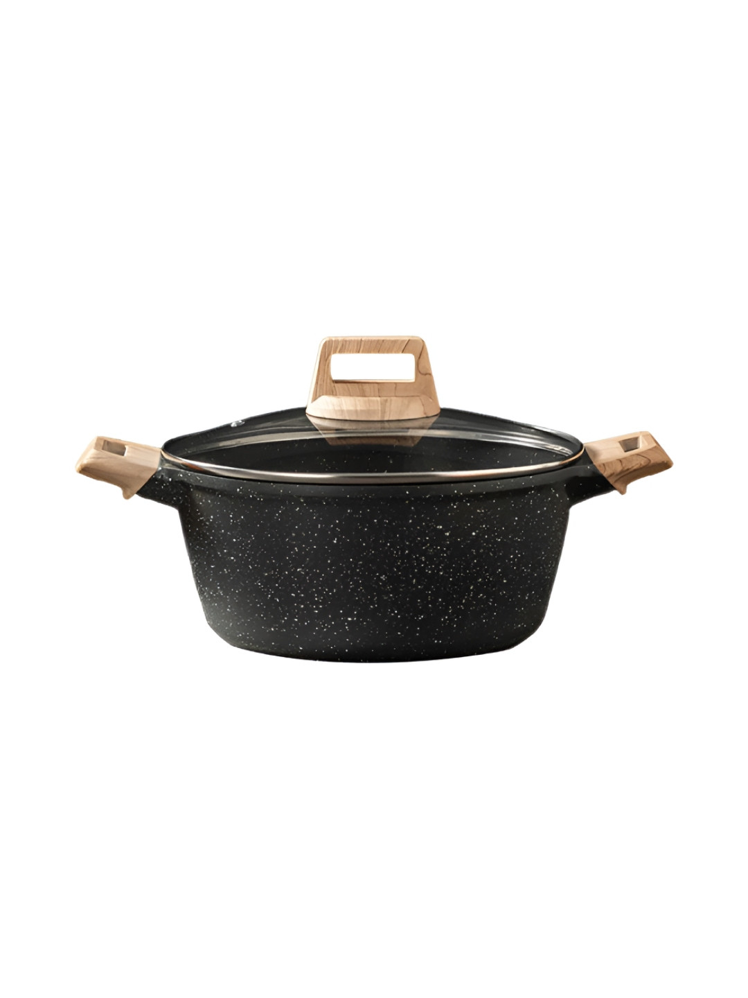 HOMEESSENTIALS Maifan Black & Brown Induction Base Sauce Pan With Glass Lid