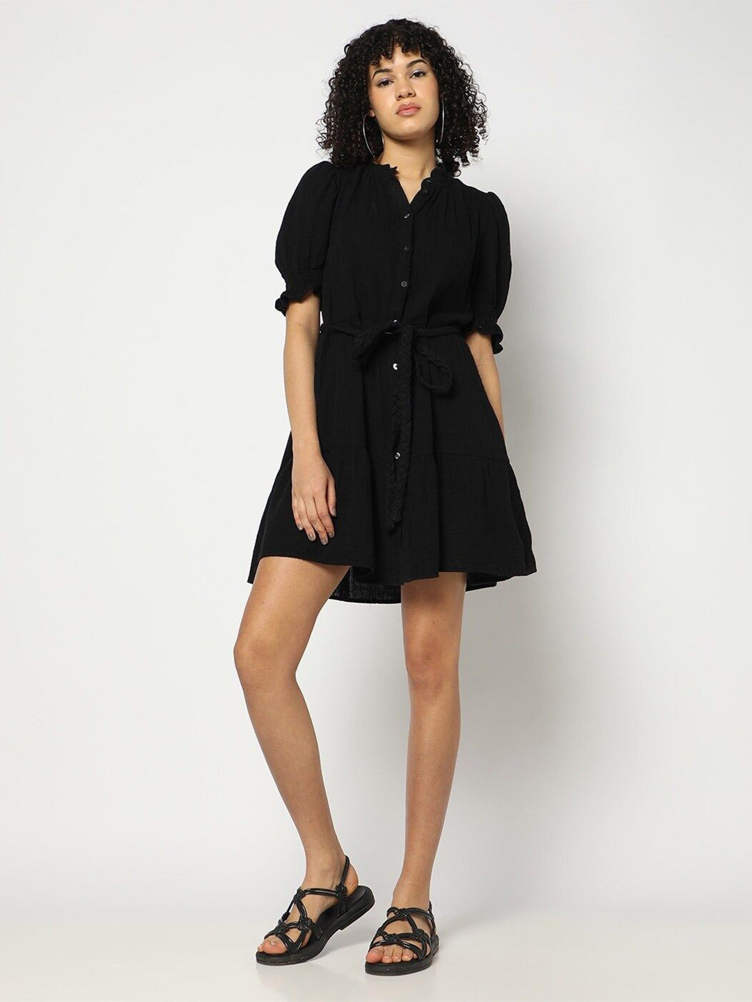 GAP Women Gauze Puff Sleeve Shirt Dress