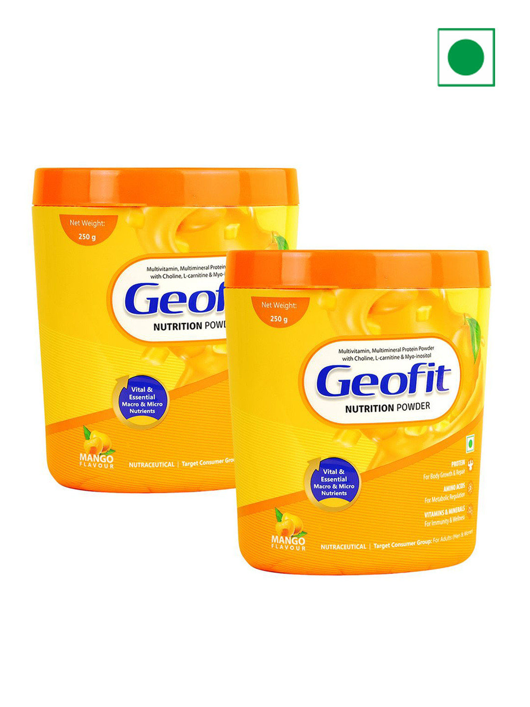 Geofit Set Of 2 Protein Powder- 250 g Each- Mango Flavour