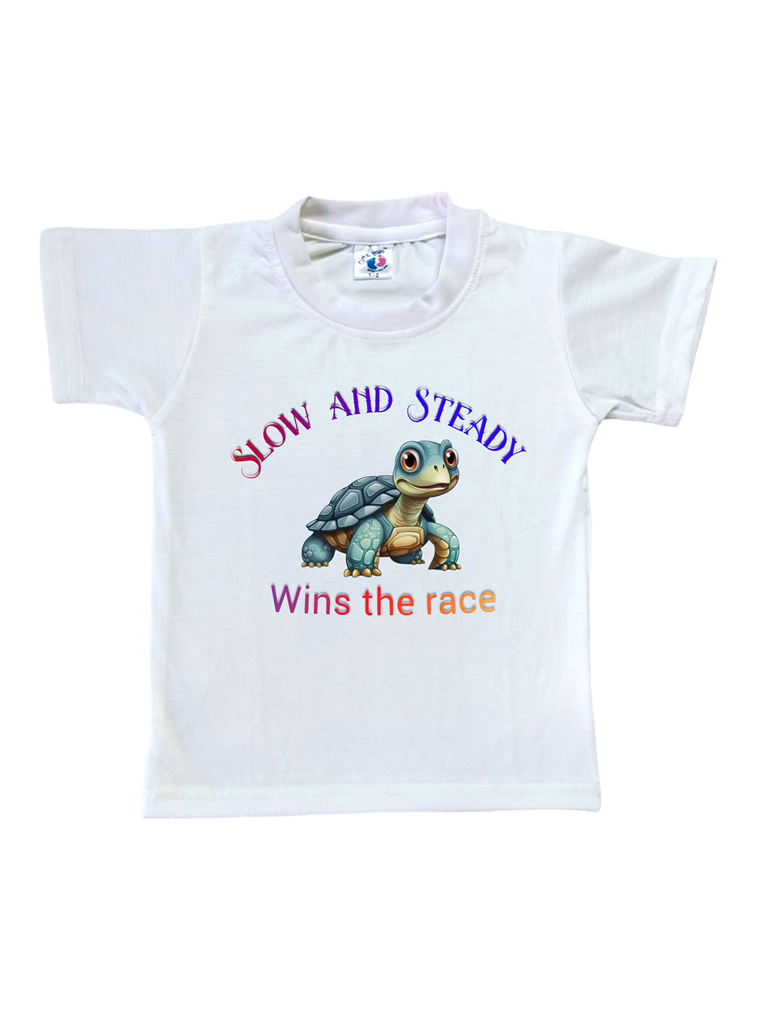 Cute Pals Girls White Tortoise Printed  Round Neck Regular T-shirt