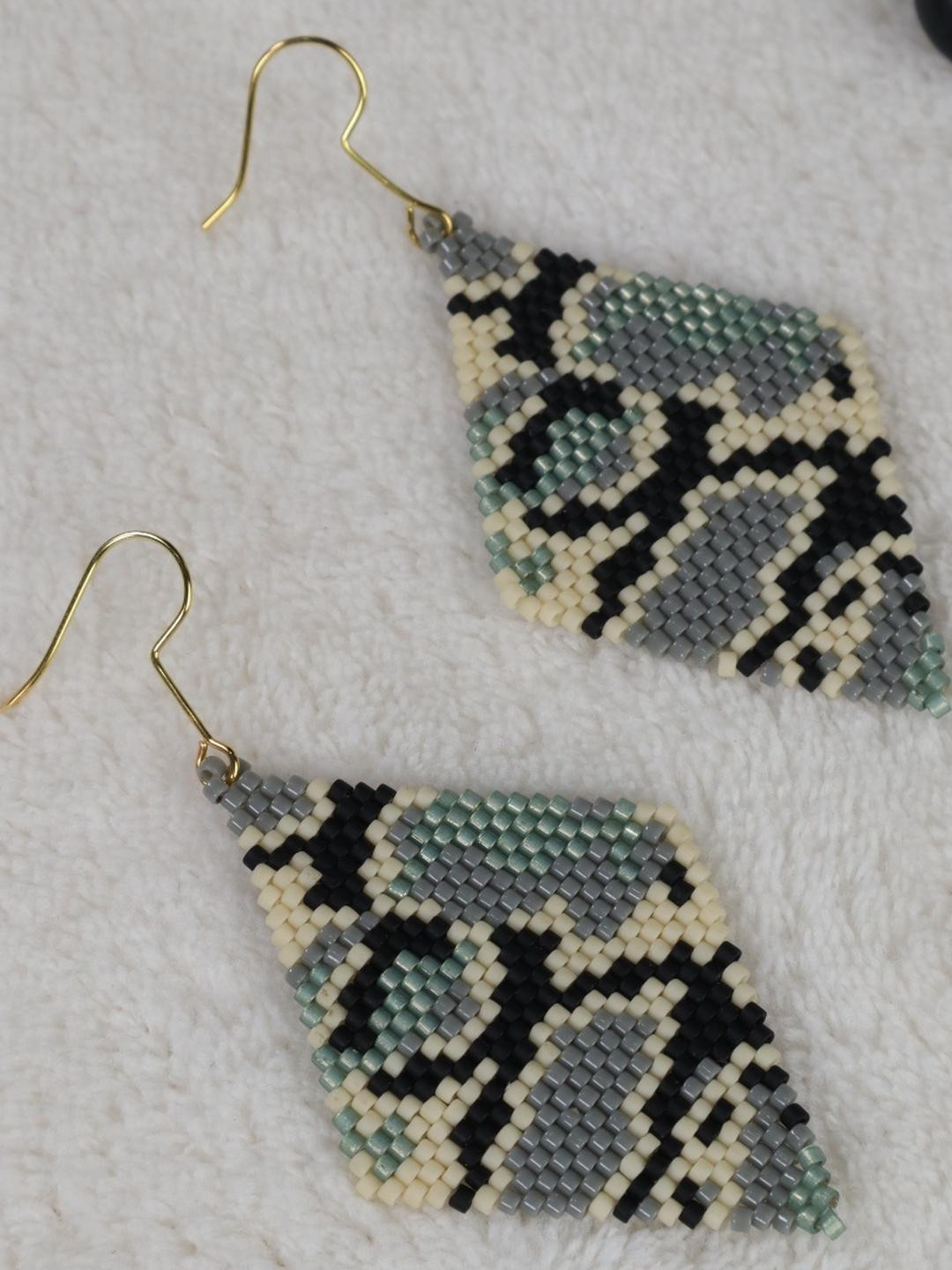 Threads & Beads Diamond Shaped Drop Earrings