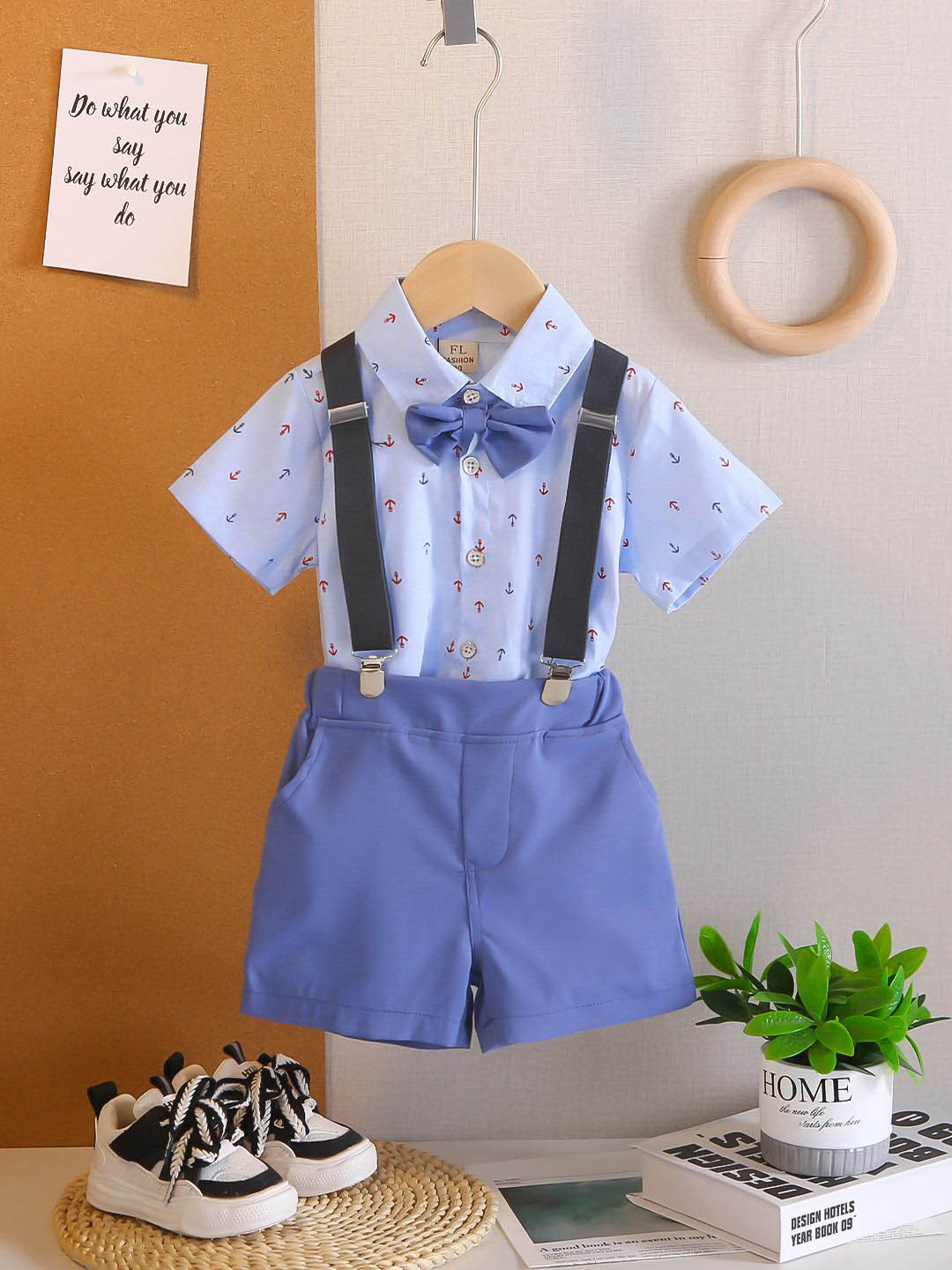 YK Boys Printed Shirt & Short Clothing Set
