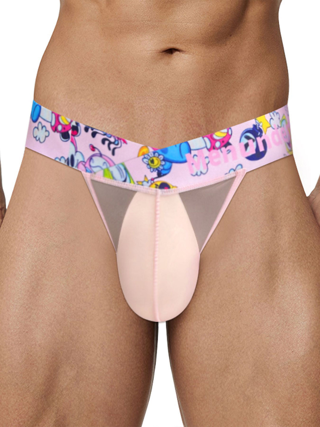 PUMP CLUB Printed Transparent Thongs Briefs ART298-Pink-M